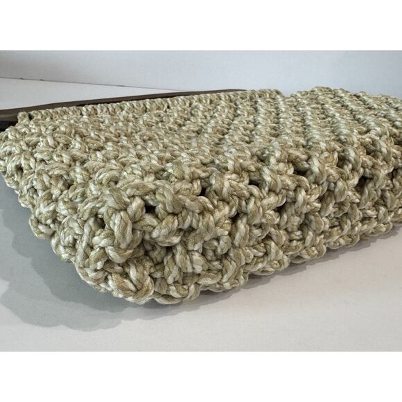 Vintage Woven Macrame Jute Rope Bag Clutch Purse Wood Handle - Picture 8 of 12